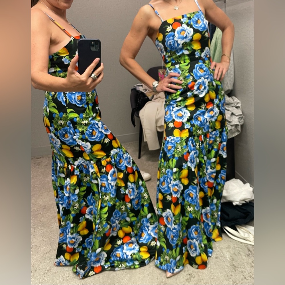 Borgo De Nor -Peonia-print cotton maxi dress NWT